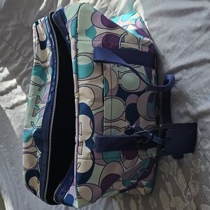 Coach Kyra  Large Duffle Bag Big C Blue, Cream, Purple